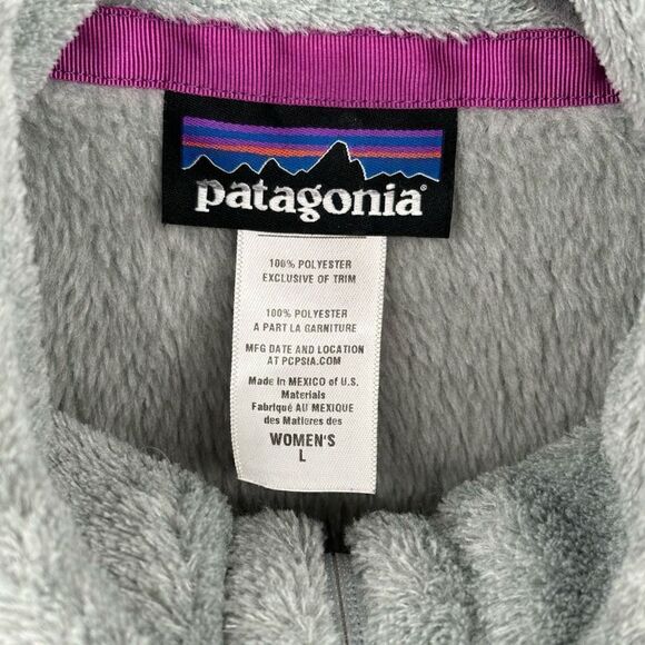 Patagonia Full Zip Vest Gray Purple Trim Womens Large - Picture 3 of 9